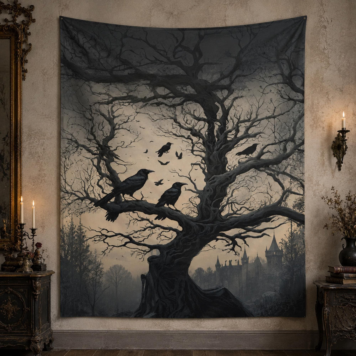 Spooky Blanket Idea for Halloween Crow Throw for Bedroom Raven Flannel Blanket Birthday Edgar Allan Poe Enthusiast Gothic Throw Witch Gift