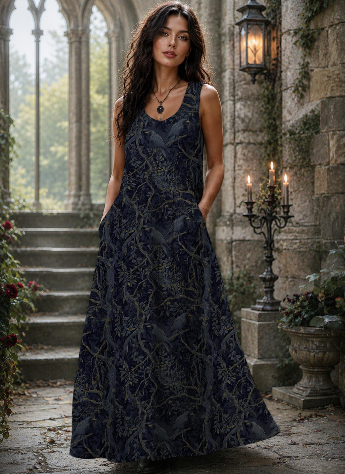 Dark Crows William Morris Dress Design Collection
