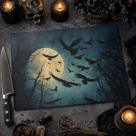 Practical Magic Accessory for Halloween Cutting Board Idea for Good Witch Crow Themed Gifts for Bird Nerd Dark Academia Whimsigoth Decor