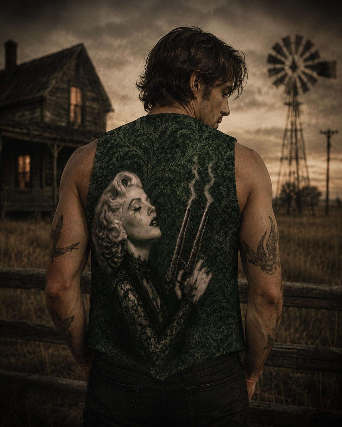 Father of Mayhem Route 66 Goth Clothes Vest Backroom Menswear Southern Gothic Gift Idea for Boyfriend Green Vest Western Cool Dads Club