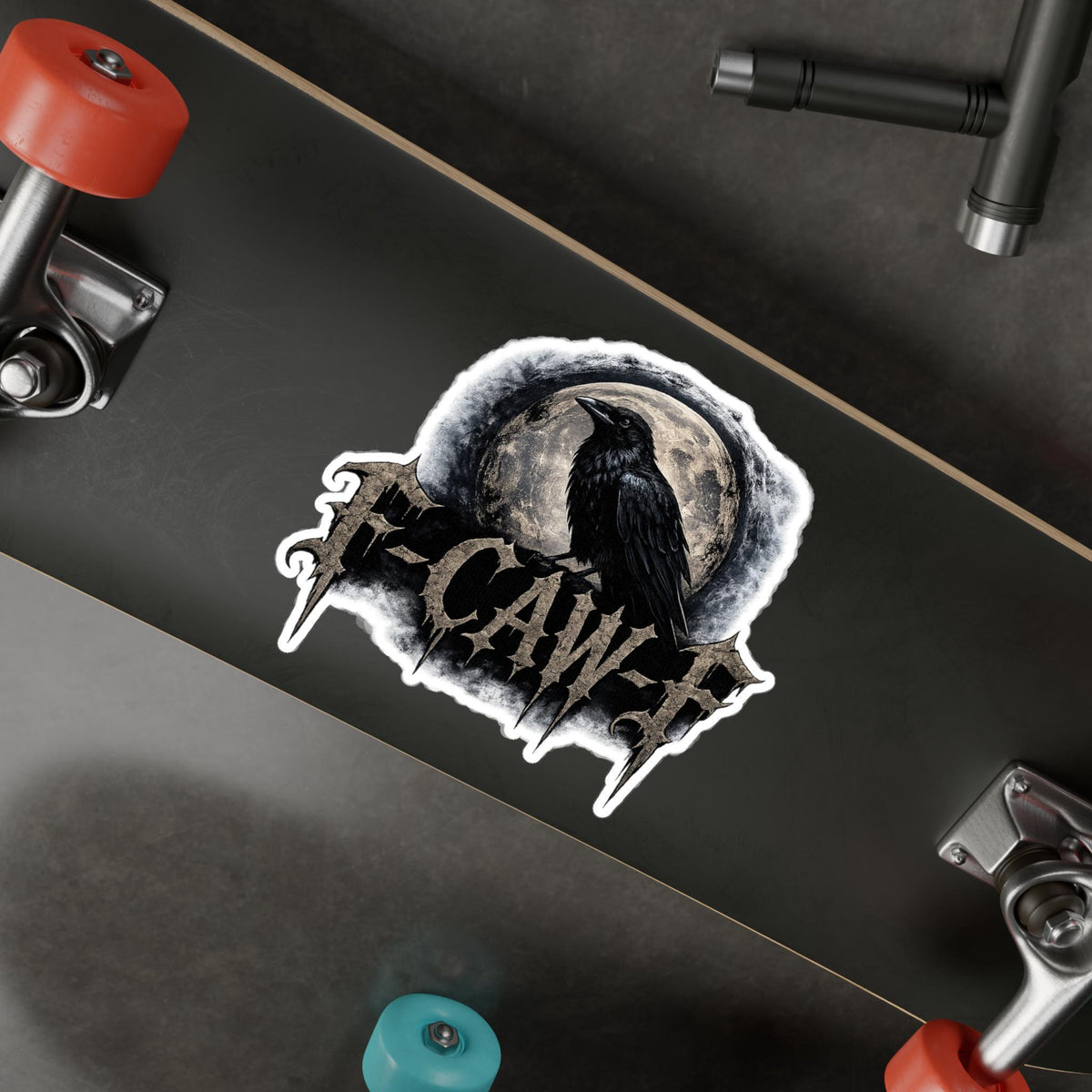 F-Caw-F Whimsigoth Window Cling Respect the Locals Goth Car Accessories Raven Moon Graphic Kiss-Cut Vinyl Decal Crow Moon Gothic Stickers