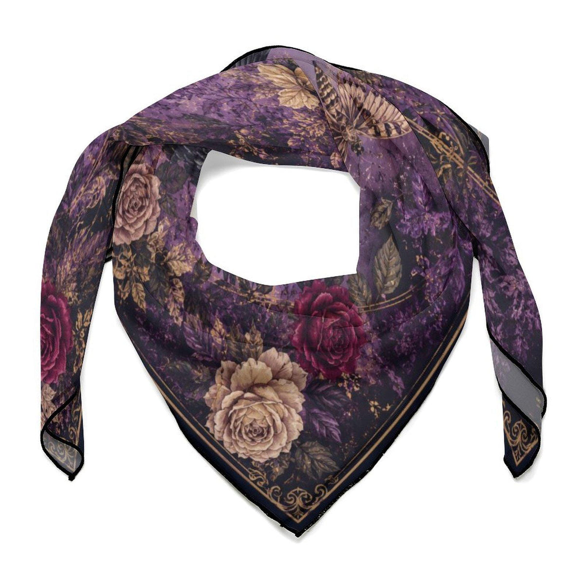 Dark Romance Altar Cloth for Gothic Halloween Party Rose & Crow Goth Scarf for Festive Holiday Magical Witch Square Holiday Gift for Mom