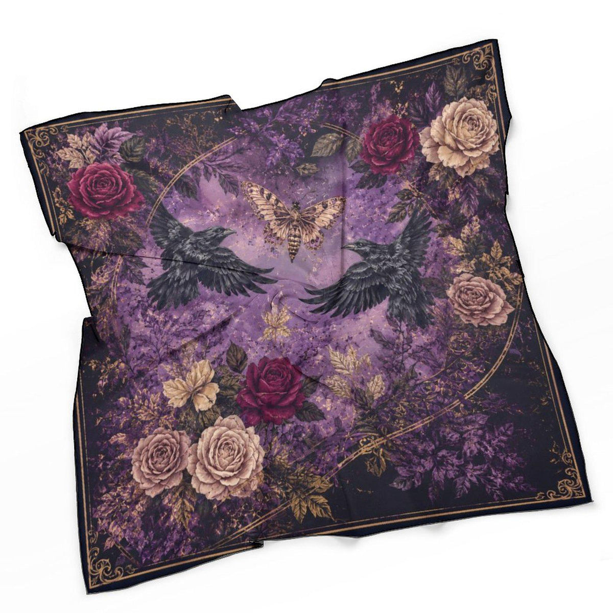 Dark Romance Altar Cloth for Gothic Halloween Party Rose & Crow Goth Scarf for Festive Holiday Magical Witch Square Holiday Gift for Mom