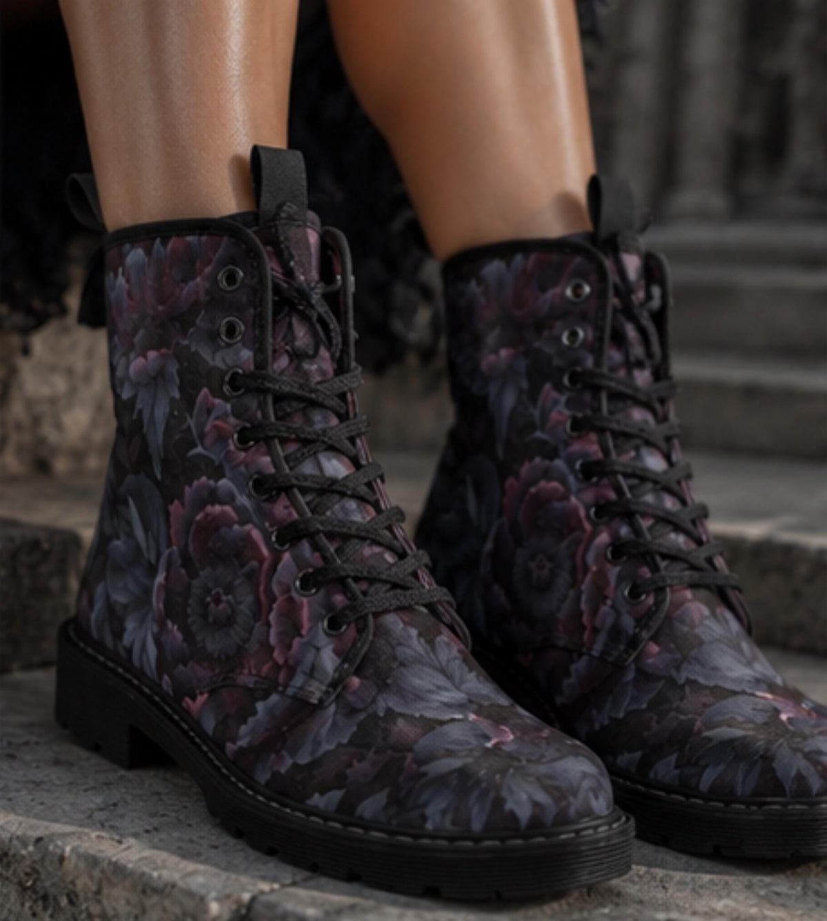 Perfect for the Dark Academia Lover of Corporate Goth Gothic Rose Canvas Boots Dark Romance Shoes for Weirdcore Goth Clothes 18th Birthday