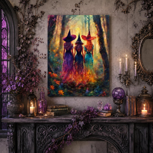 Bedroom Wall Decor Idea for Halloween Enchanting Witches Whimsigoth Entryway Decor Cottagecore Witch Painting Gift for Holidays Mystical Art