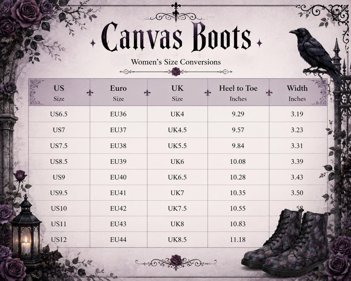 Perfect for the Dark Academia Lover of Corporate Goth Gothic Rose Canvas Boots Dark Romance Shoes for Weirdcore Goth Clothes 18th Birthday