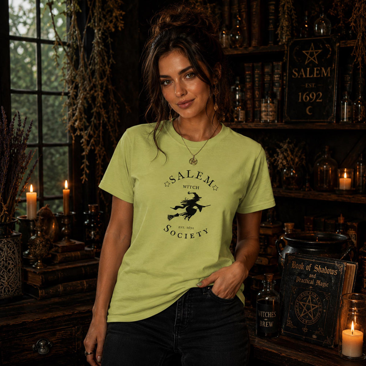 Vintage Salem Witch Society Tee Goth Halloween Fashion T-Shirt vintage style 1692 Salem Witch Clothing Fall Holiday Tee Shirt Teen Tops