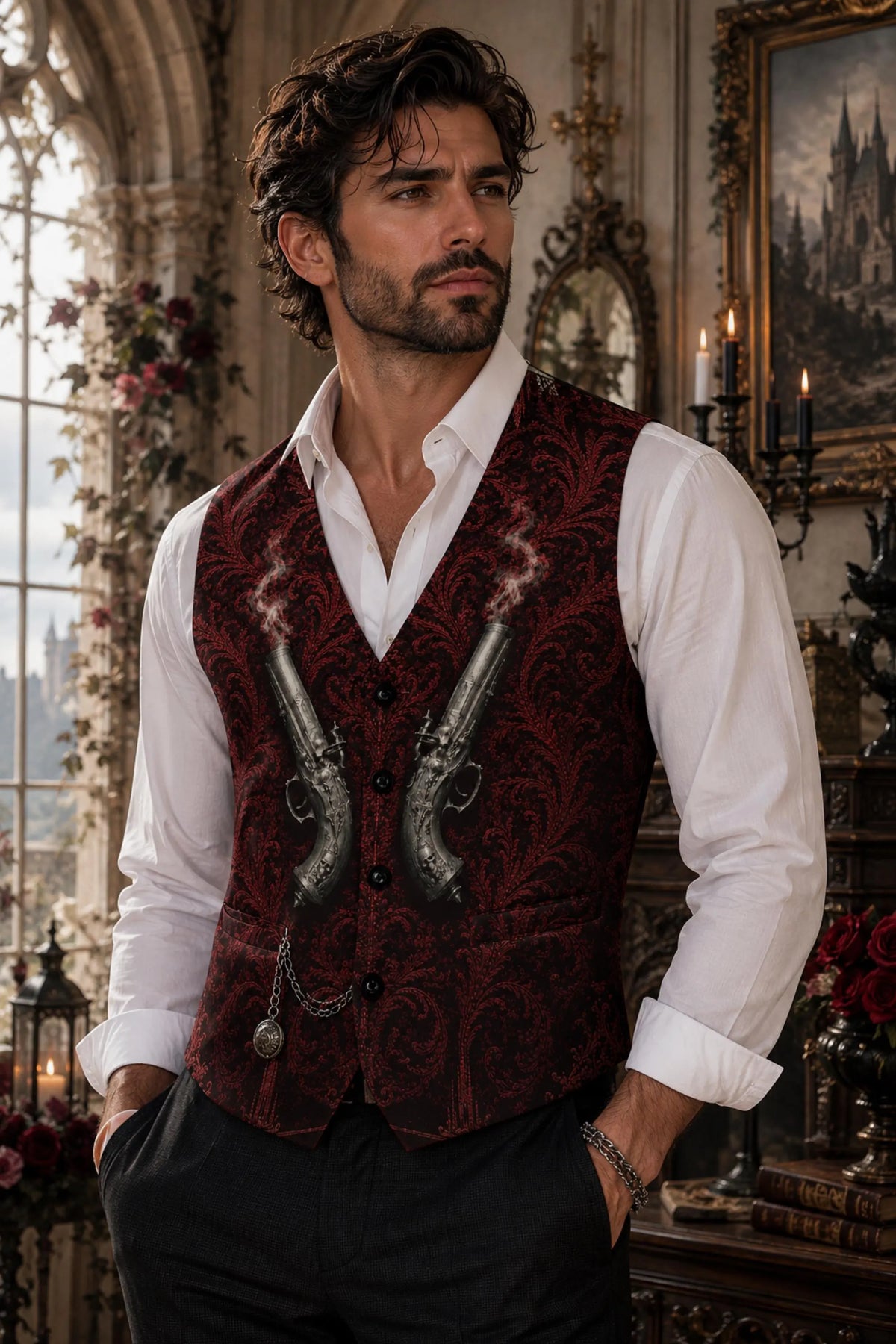 Father of Mayhem Route 66 Goth Clothes Vest Backroom Menswear Southern Gothic Gift Idea for Boyfriend Green Vest Western Cool Dads Club