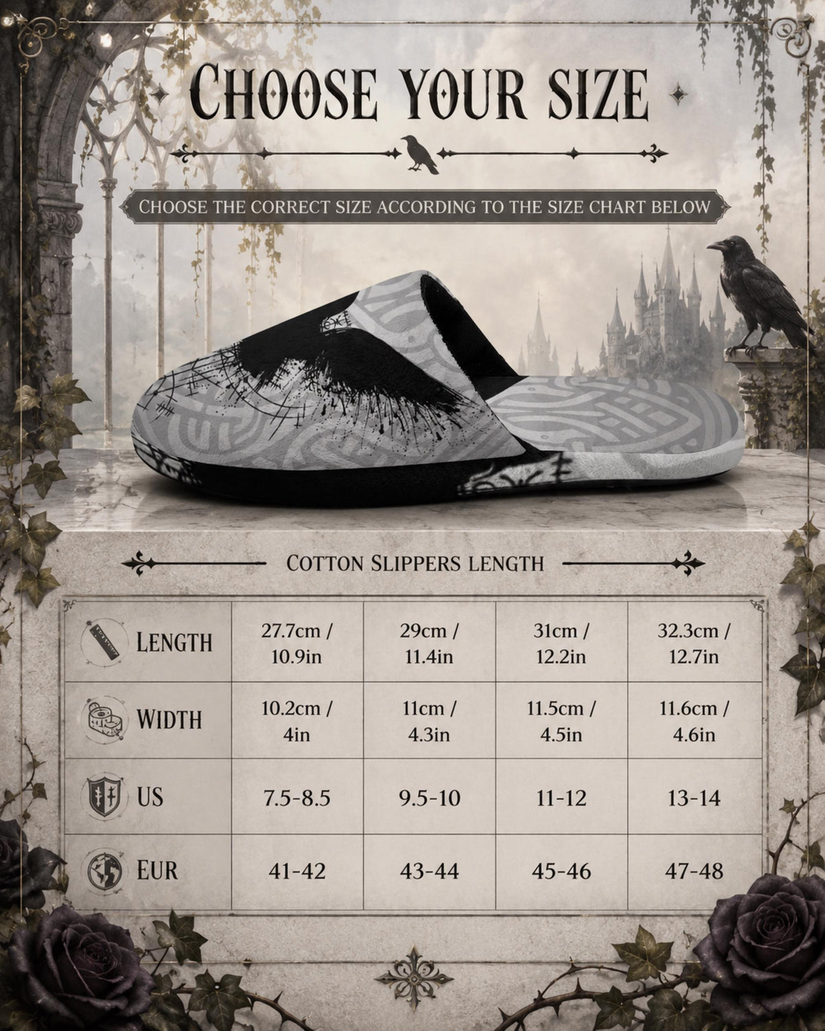 Viking Crow Design His & Her Slippers