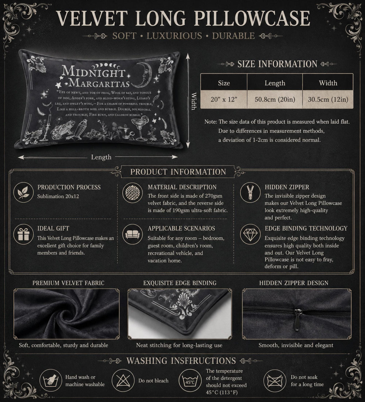 Witchy Halloween Vibes Home Gothic Decor Practical Magic Midnight Margaritas Velvet Pillowcase Witchcore Throw Gothic Pillowcase Giftforher
