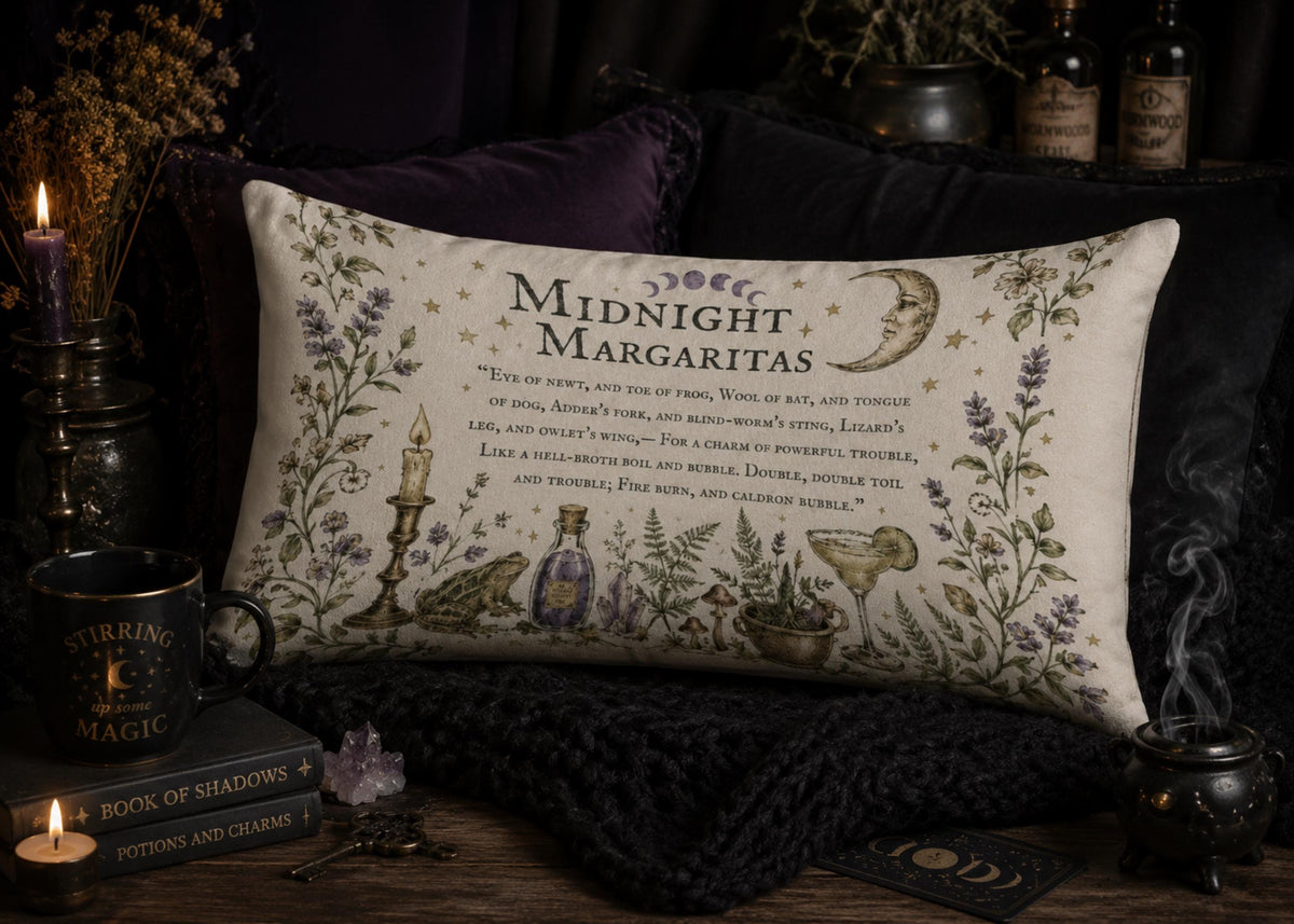 Practical Magic Midnight Margaritas Velvet Pillowcase Witchcore Halloween Throw Pillow Gothic Pillowcase Witch Gifts Decor Goth Witchy Vibes