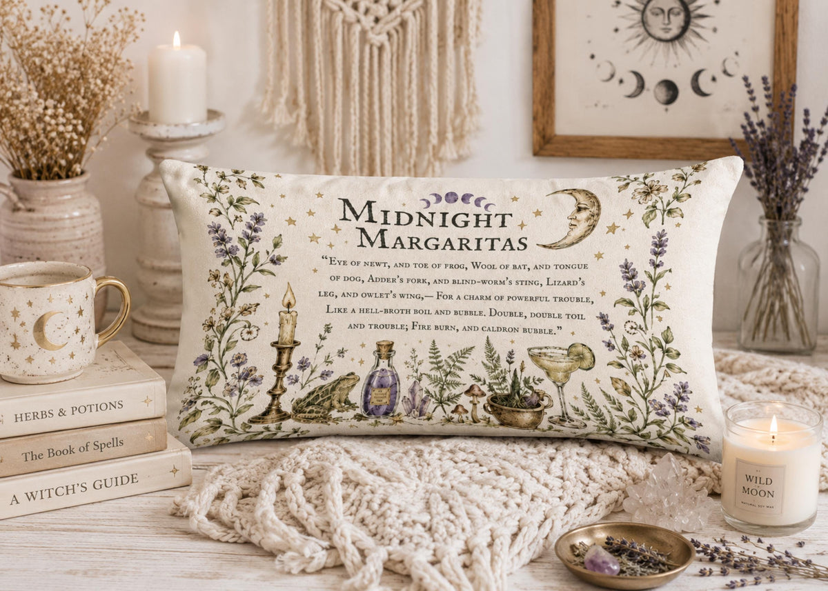 Practical Magic Midnight Margaritas Velvet Pillowcase Witchcore Halloween Throw Pillow Gothic Pillowcase Witch Gifts Decor Goth Witchy Vibes