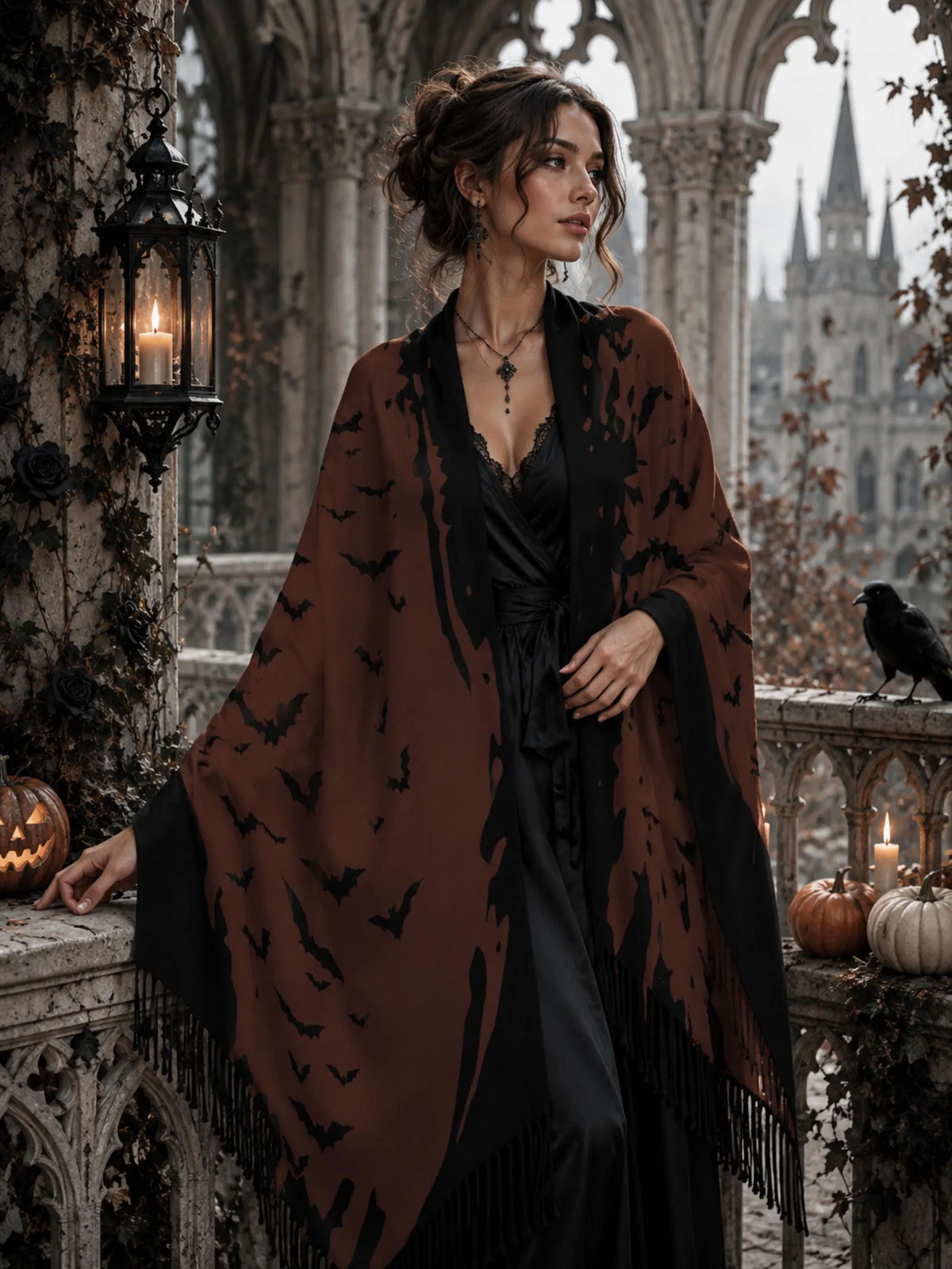 Fall Host Gift Idea for Halloween Pagan Bat Scarf Gift for Sister Dead Poets Society Wrap Goth Merch for the Holidays Witchy Bat Shawl Wrap