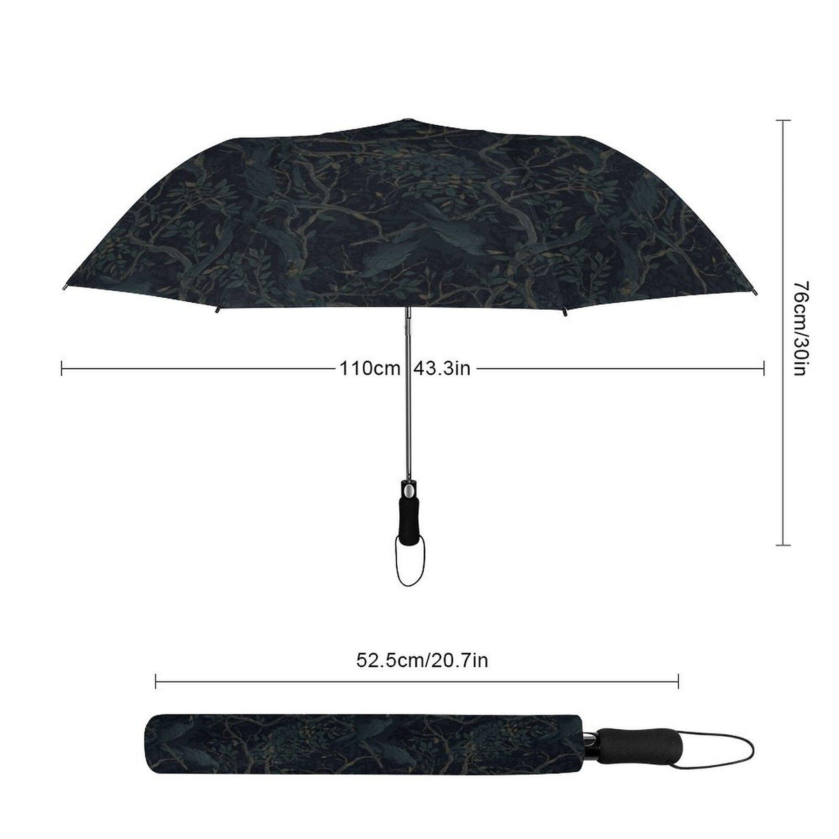 Dark Romance William Morris Personalized Crow Custom Umbrella Gift for Elderly Woman Dark Academia Raven Gift for Edgar Allan Poe Enthusiast