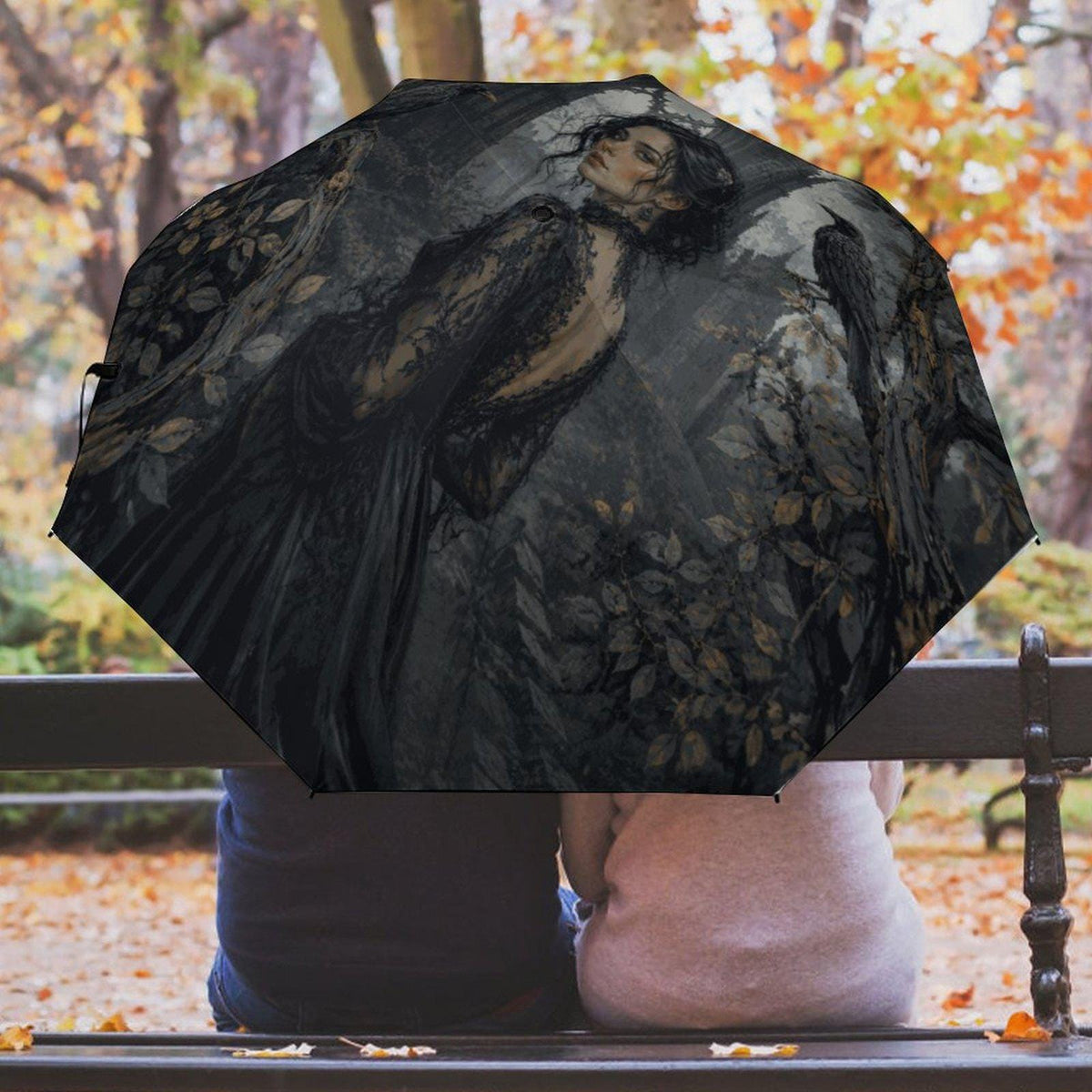 Dark Romance William Morris Personalized Crow Custom Umbrella Gift for Elderly Woman Dark Academia Raven Gift for Edgar Allan Poe Enthusiast