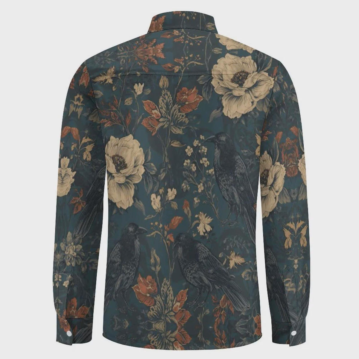 Dark Romance Shirt for Boyfriend William Morris Crow Faux Linen Mens Oxford Cotton Zip POLO Hallow Plus Size Goth Crow Oxford Goth Christmas