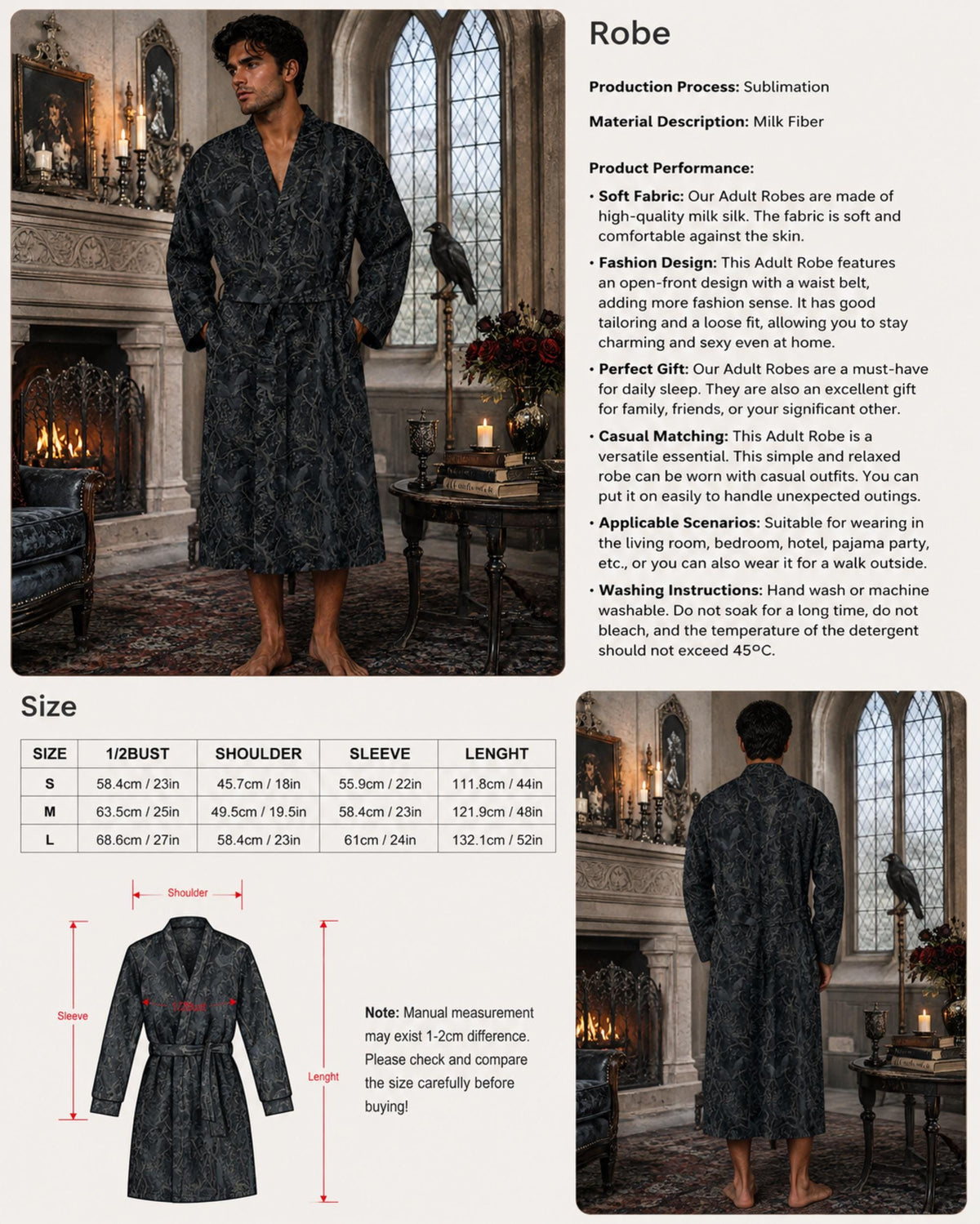 Dark Romance 18th Birthday Gift for Boyfriend William Morris Crow Goth Clothing for Grandpa Dark Academia Pajamas 5th Anniversary Gift