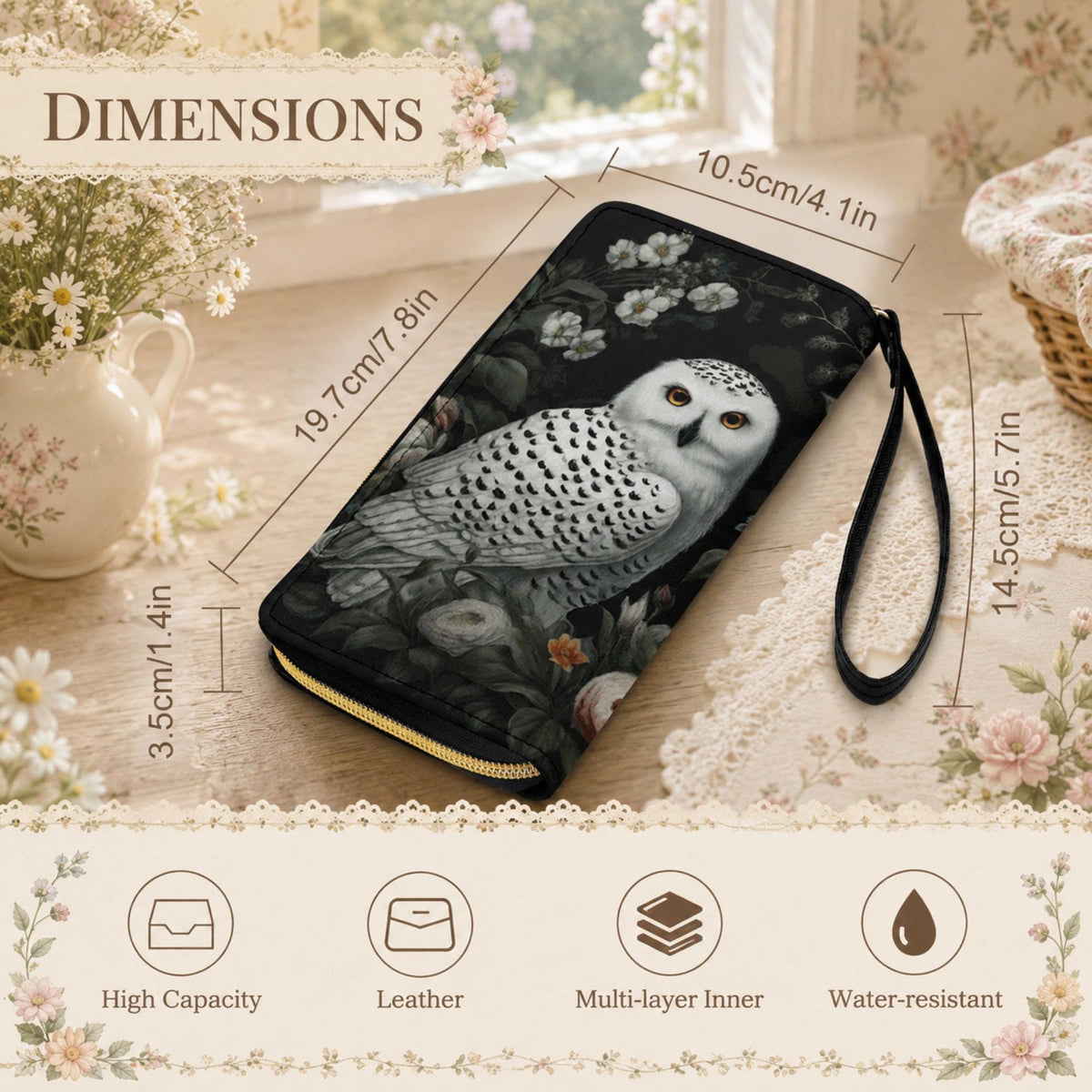 Cottagecore Snow Owl Wallet & Wristlet