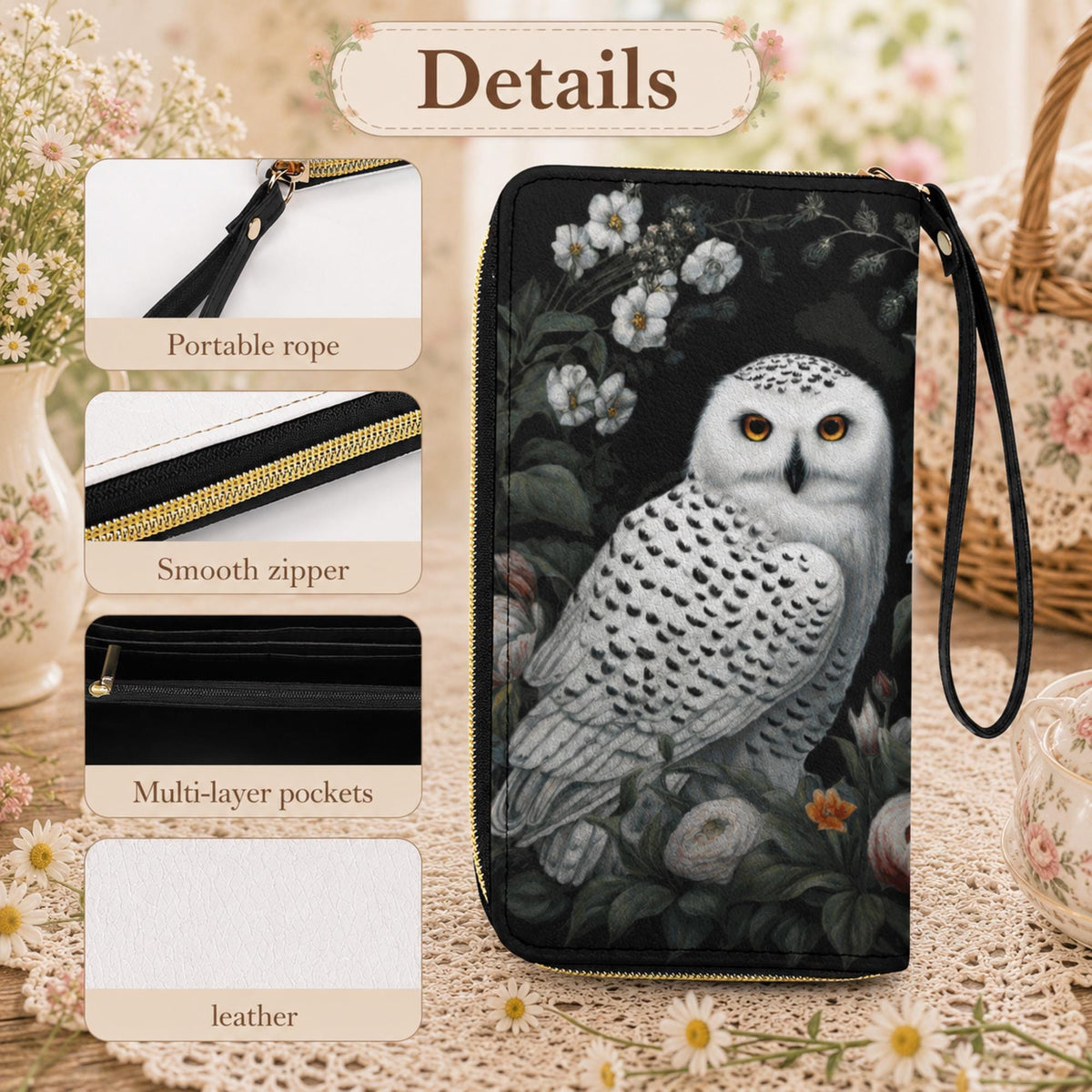 Cottagecore Snow Owl Wallet & Wristlet