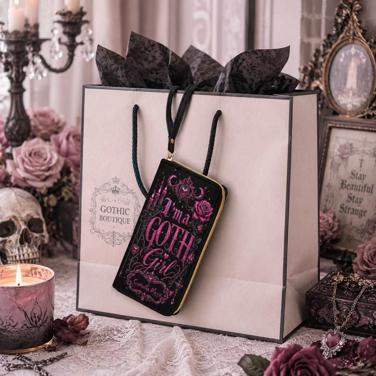 Goth Girl Emo Gift for Bestie Personalized Wristlet