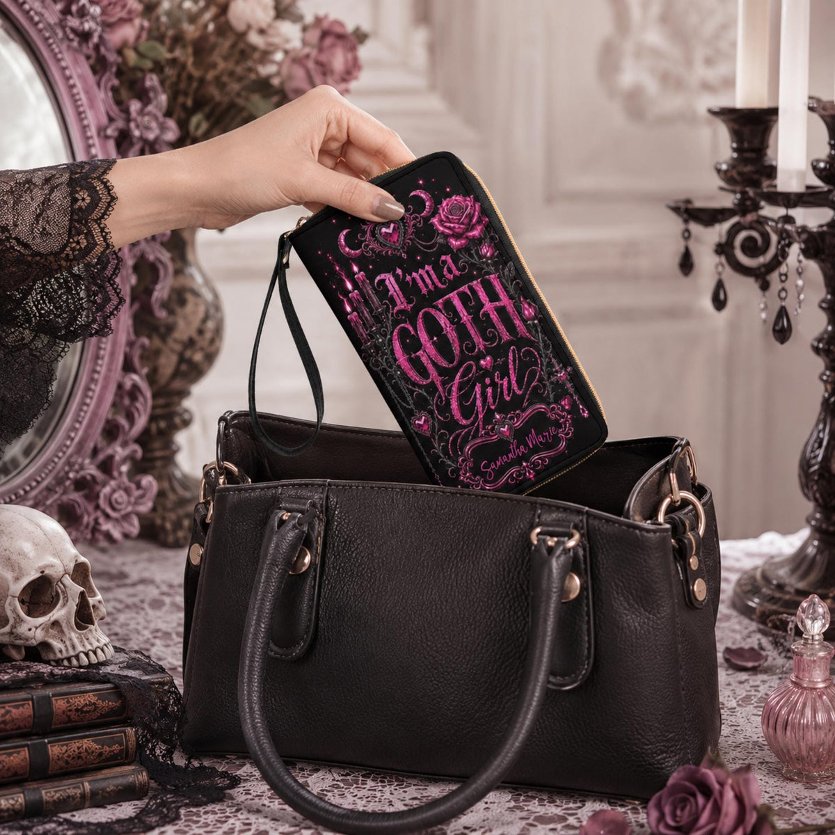 Goth Girl Emo Gift for Bestie Personalized Wristlet