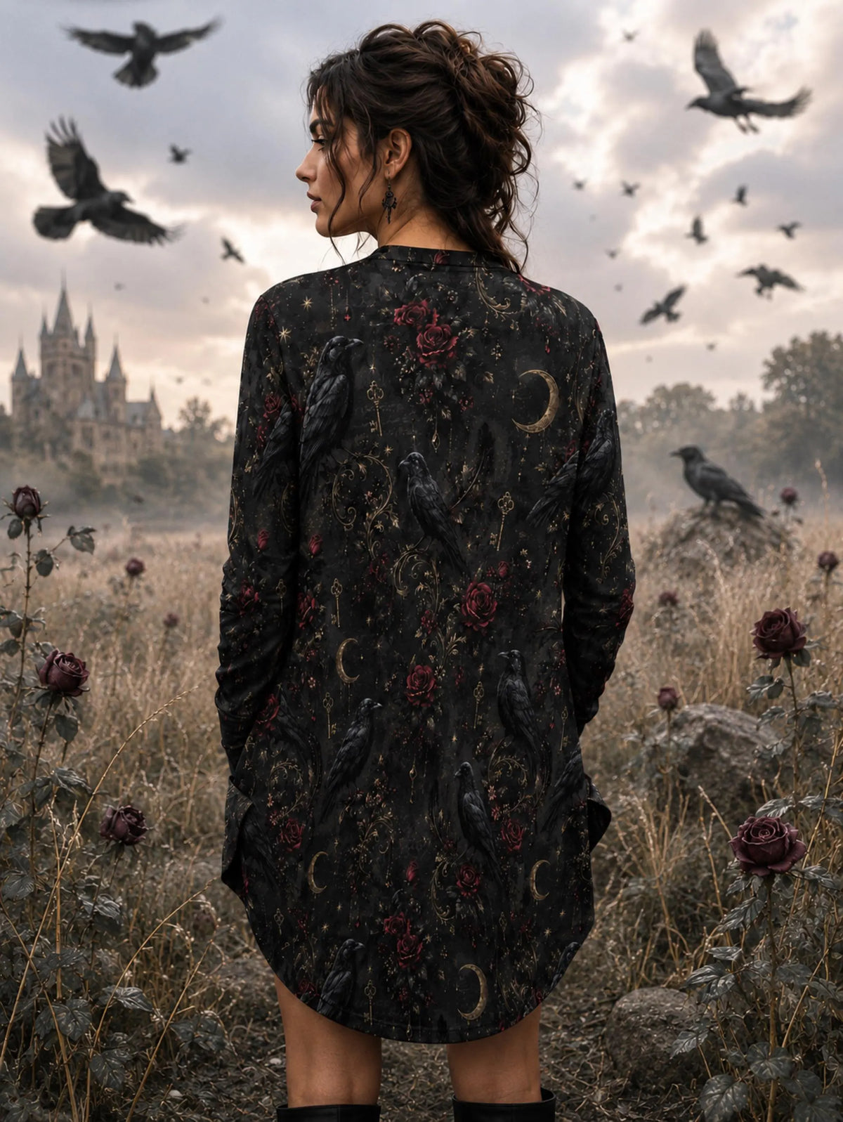 Dark Romance Celestial Crows Dress and Accessory Collection