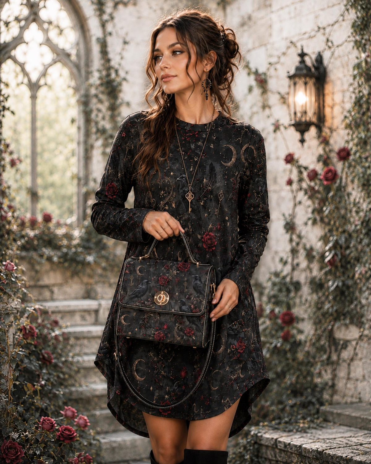 Dark Romance Celestial Crows Dress and Accessory Collection
