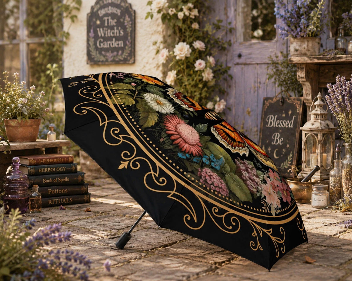 Witchy Girl Gifts Custom Umbrella for Bestie Cottagecore Luna Moth Parasol Gothic Floral Rain Accessory Holiday Idea for Mom Fall Host Gift