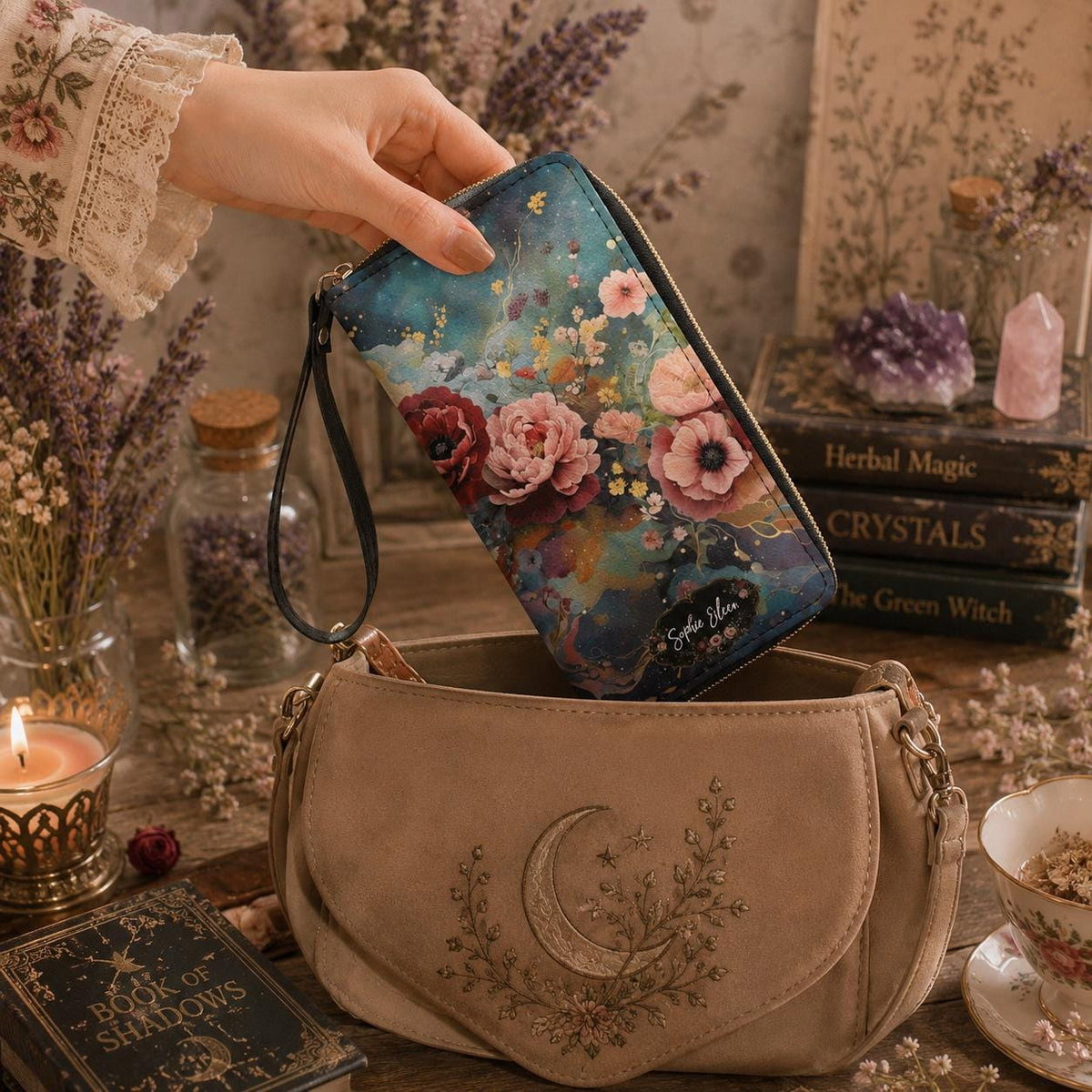 Celestial Rose Personalized Wristlet