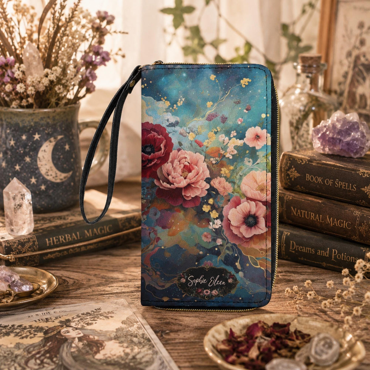 Celestial Rose Personalized Wristlet