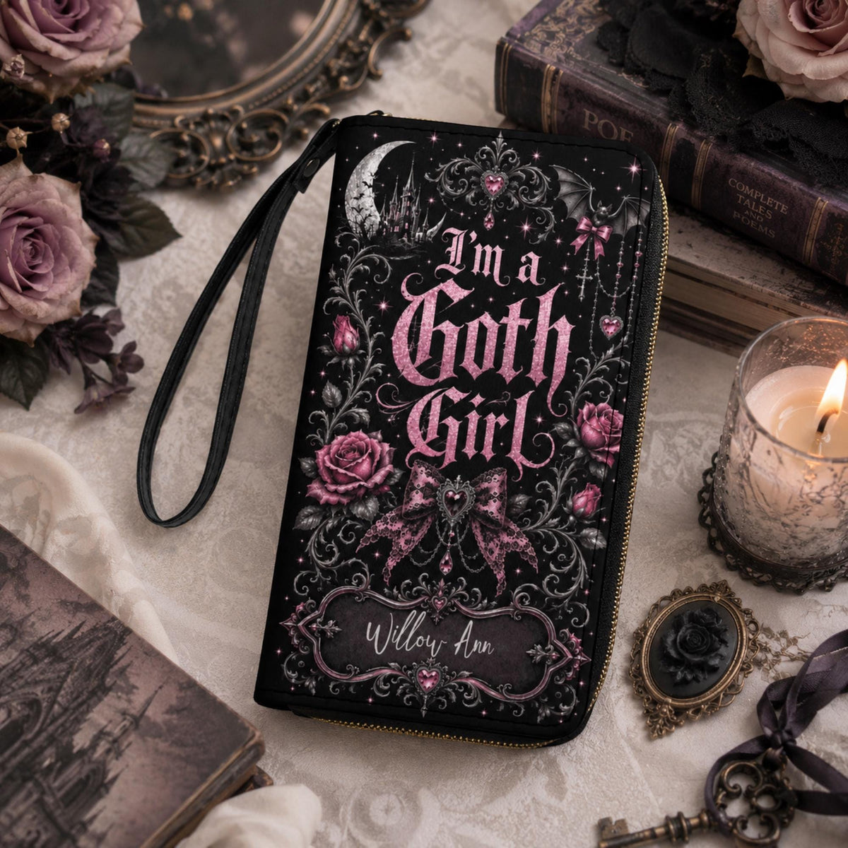 Goth Girl Emo Gift for Bestie Personalized Wristlet