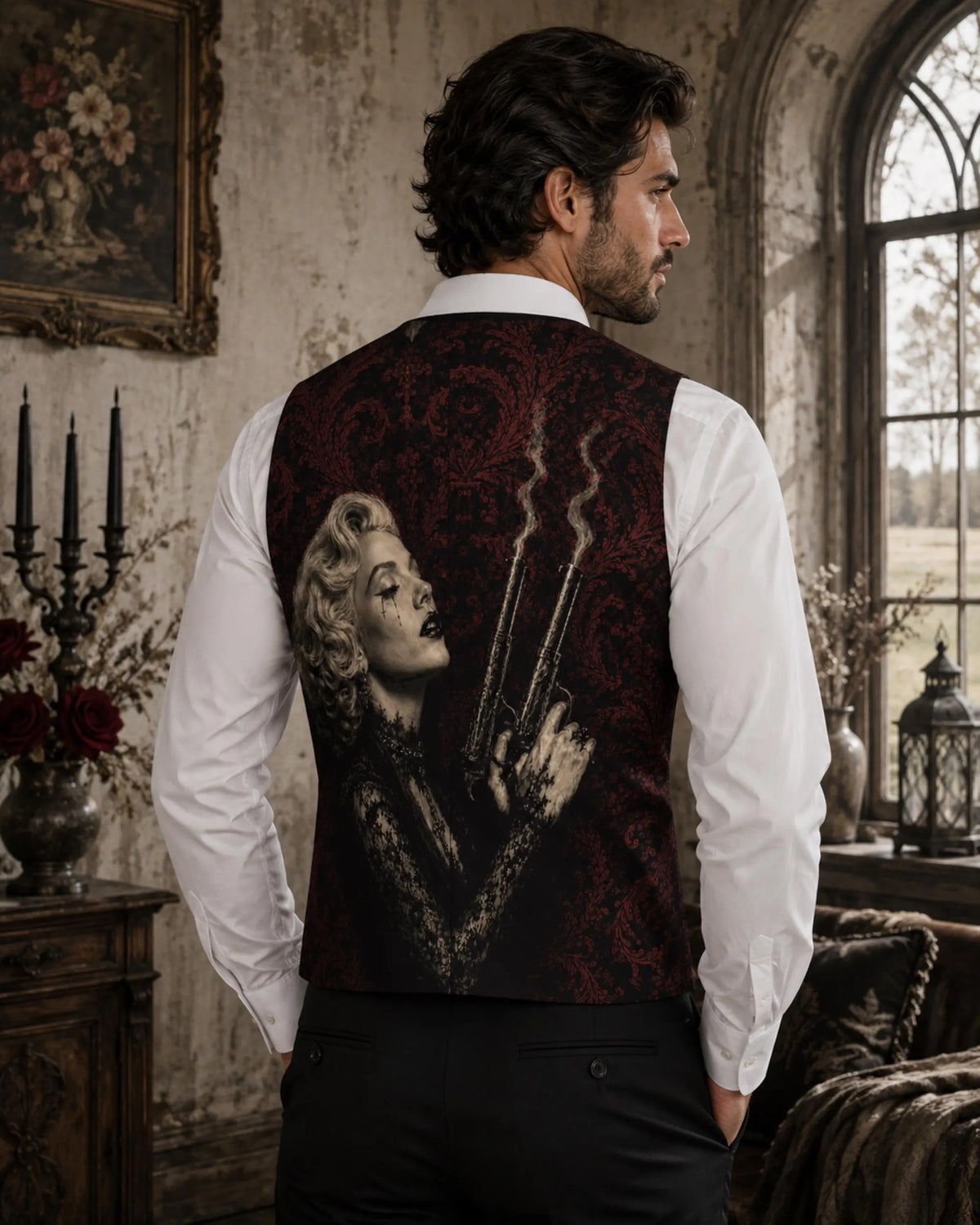 Father of Mayhem Route 66 Goth Clothes Vest Backroom Menswear Southern Gothic Gift Idea for Boyfriend Green Vest Western Cool Dads Club