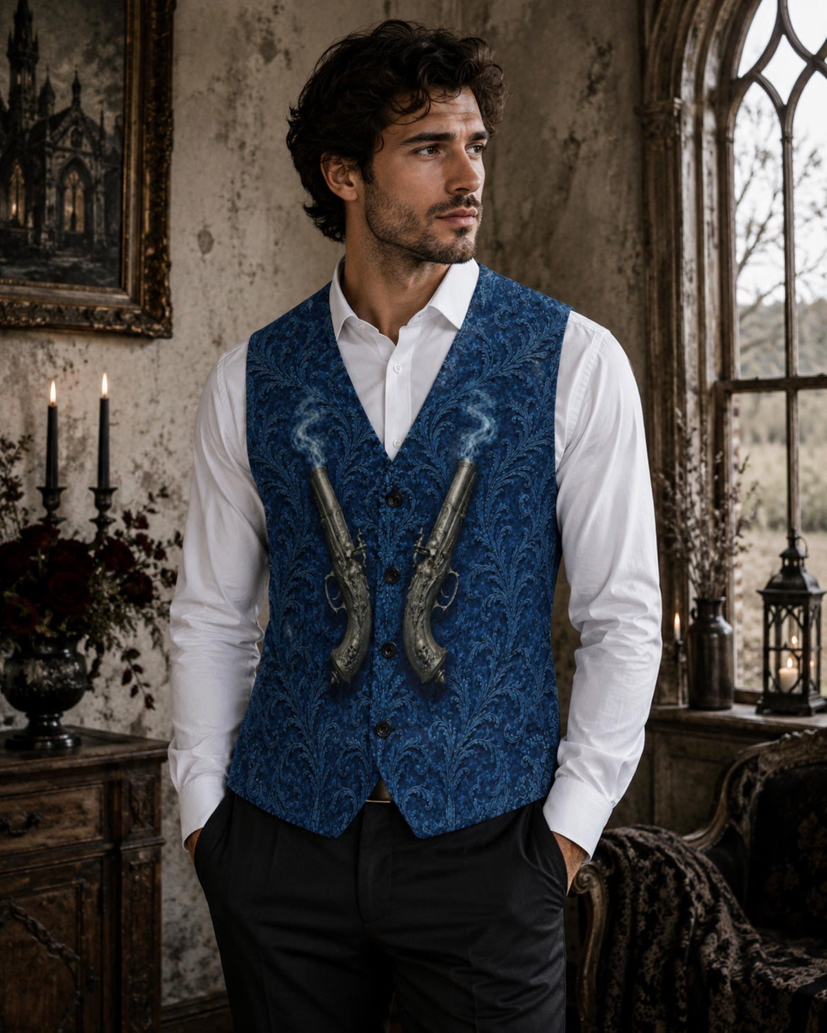Father of Mayhem Route 66 Goth Clothes Vest Backroom Menswear Southern Gothic Gift Idea for Boyfriend Green Vest Western Cool Dads Club