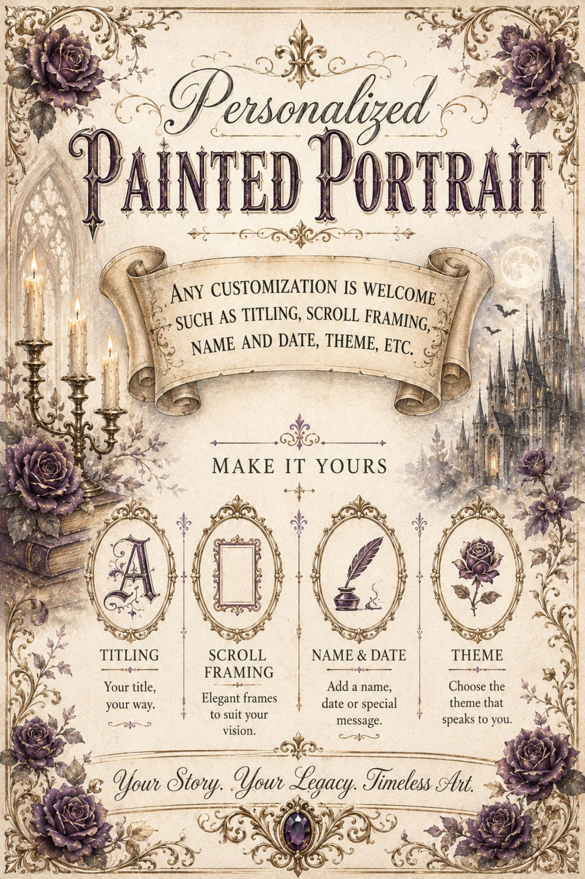 Personalized Painted Gothic Portrait Family Design Collection