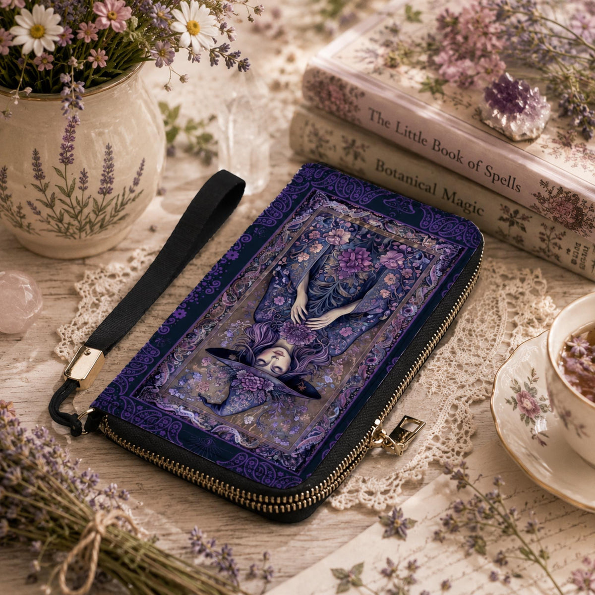 Purple Witch Wristlet Wallet Gift for Bestie