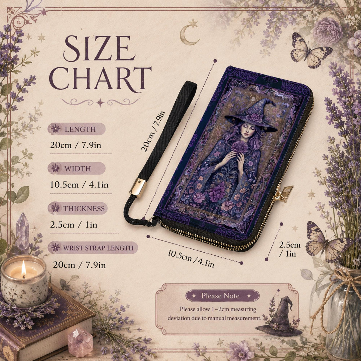 Purple Witch Wristlet Wallet Gift for Bestie