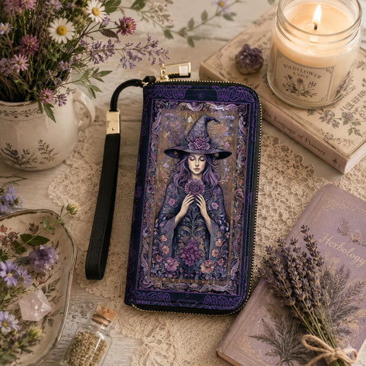 Purple Witch Wristlet Wallet Gift for Bestie