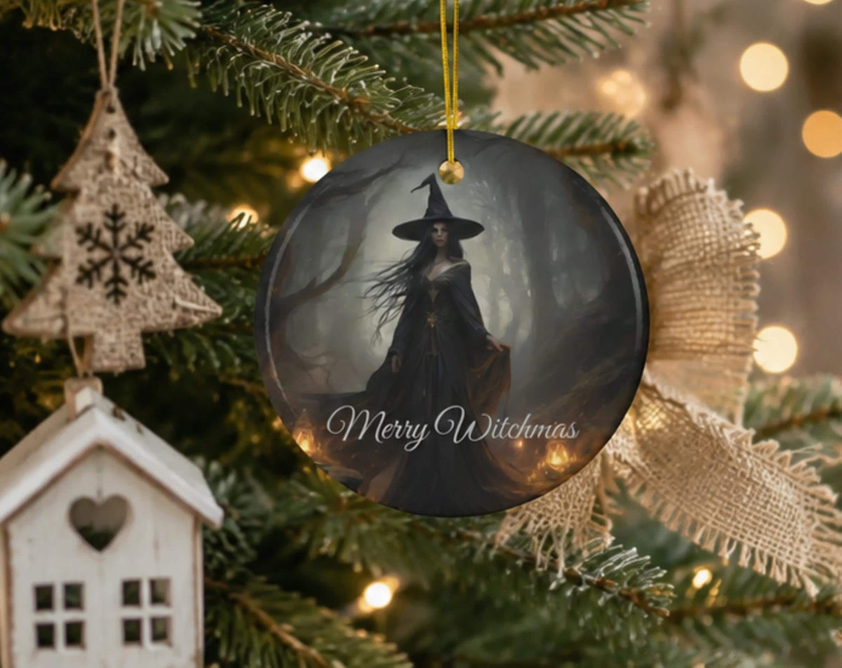 Dark Cottagecore Personalized Gift for Witch Gothmas Merry Witchmas Holiday Ornament Witchy Yule Christmas Season Cool Yule Pagan Decor