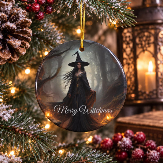 Dark Cottagecore Personalized Gift for Witch Gothmas Merry Witchmas Holiday Ornament Witchy Yule Christmas Season Cool Yule Pagan Decor