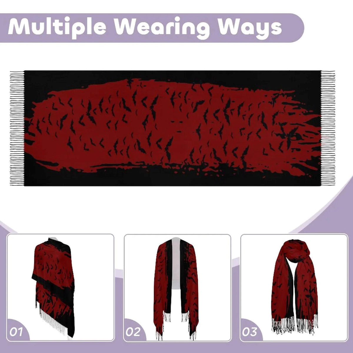 Fall Host Gift Idea for Halloween Pagan Bat Scarf Gift for Sister Dead Poets Society Wrap Goth Merch for the Holidays Witchy Bat Shawl Wrap