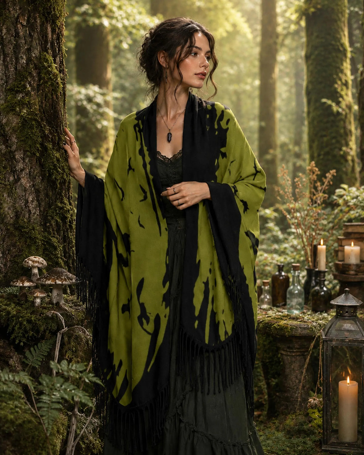 Gothic Clothing for the lil' Witch in You Murder of Crows Wrap Witchy Raven Shawl Fall Witchcore Wardrobe Gift for Sisters Mom & Daughter