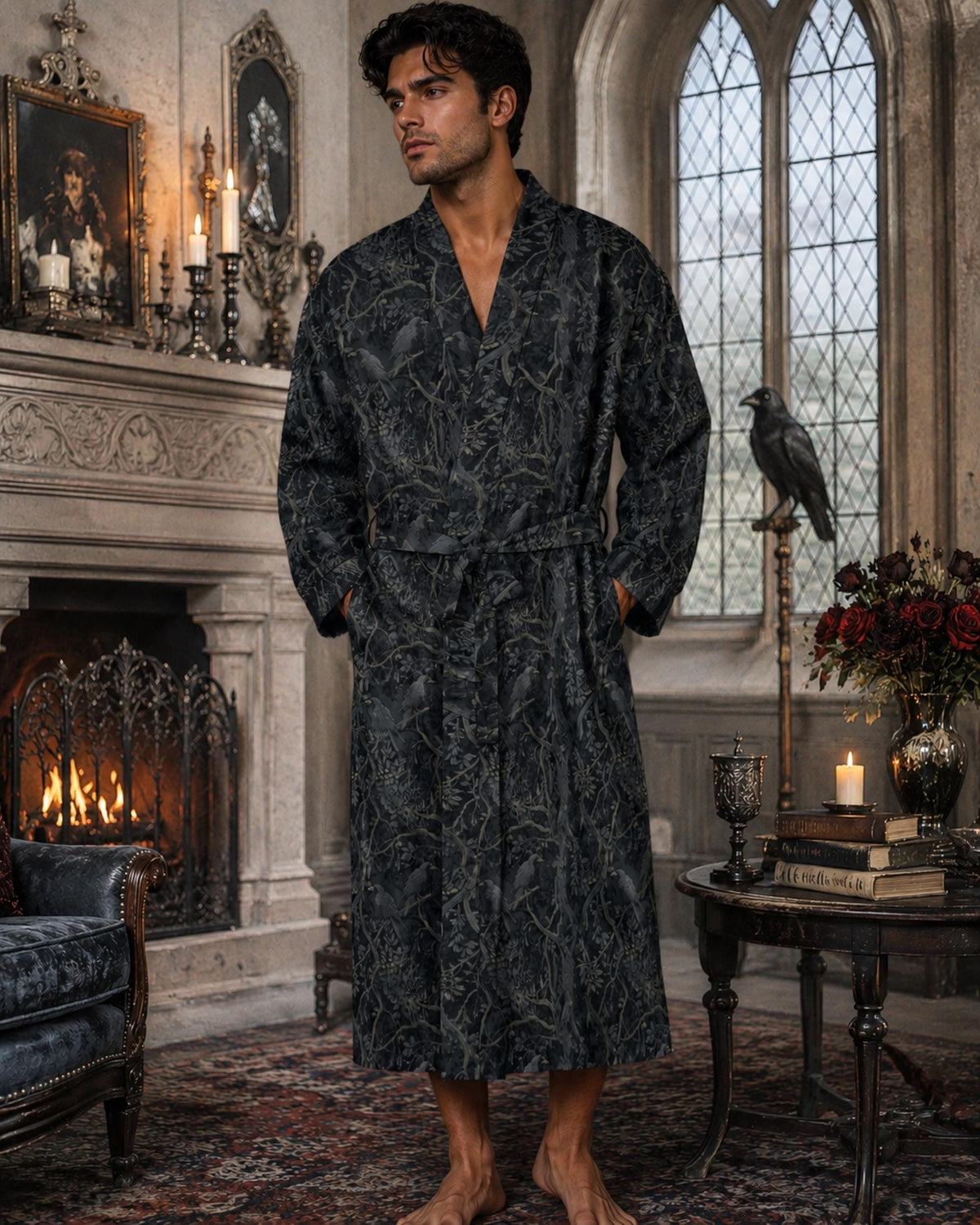 Dark Romance 18th Birthday Gift for Boyfriend William Morris Crow Goth Clothing for Grandpa Dark Academia Pajamas 5th Anniversary Gift