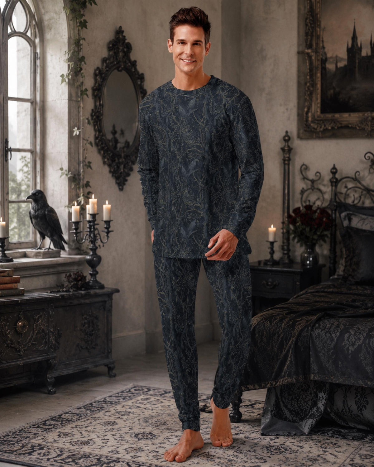Dark Romance 18th Birthday Gift for Boyfriend William Morris Crow Goth Clothing for Grandpa Dark Academia Pajamas 5th Anniversary Gift