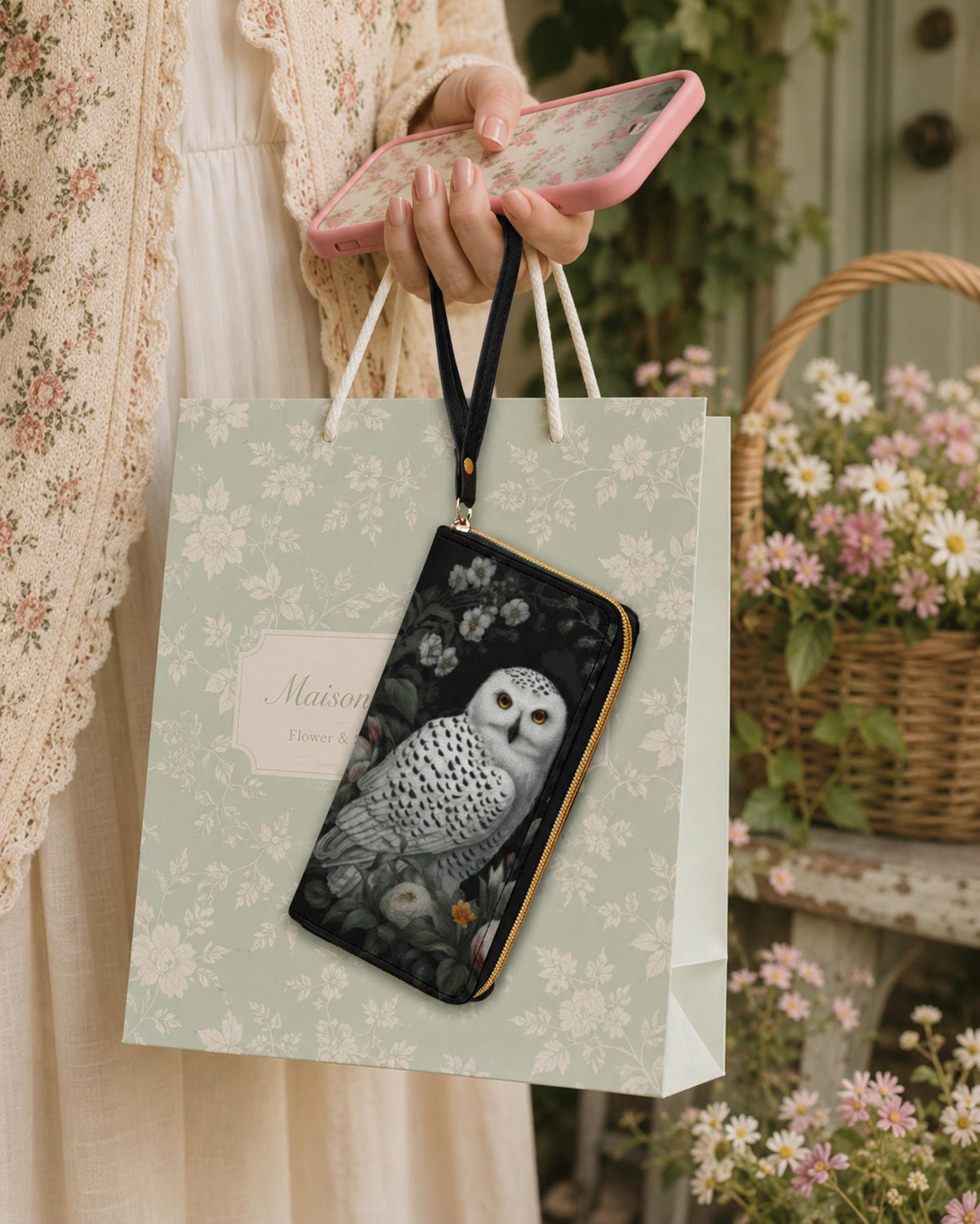 Cottagecore Snow Owl Wallet & Wristlet