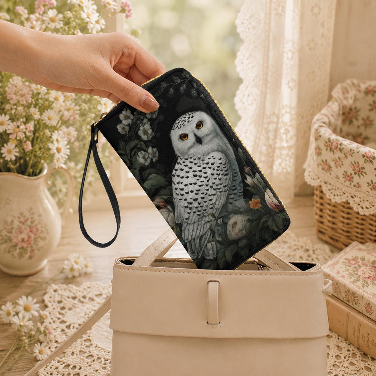 Cottagecore Snow Owl Wallet & Wristlet