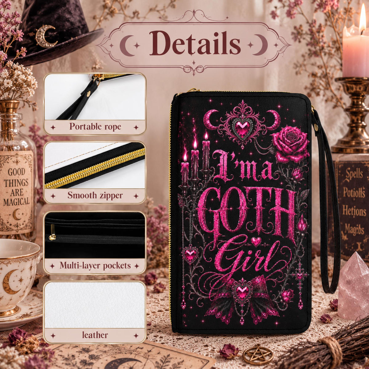 Goth Girl Emo Gift for Bestie Personalized Wristlet