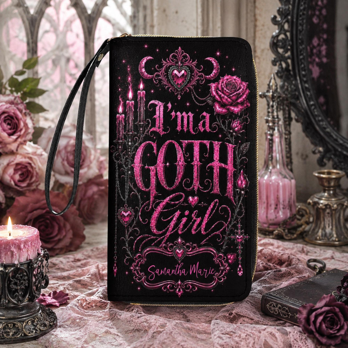Goth Girl Emo Gift for Bestie Personalized Wristlet