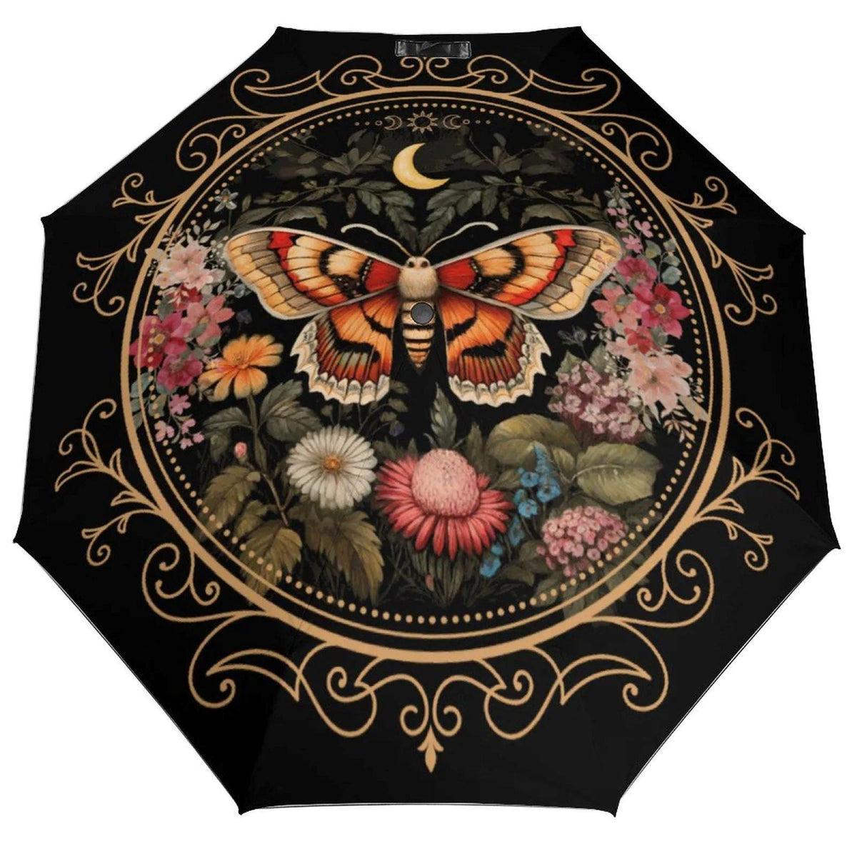 Witchy Girl Gifts Custom Umbrella for Bestie Cottagecore Luna Moth Parasol Gothic Floral Rain Accessory Holiday Idea for Mom Fall Host Gift