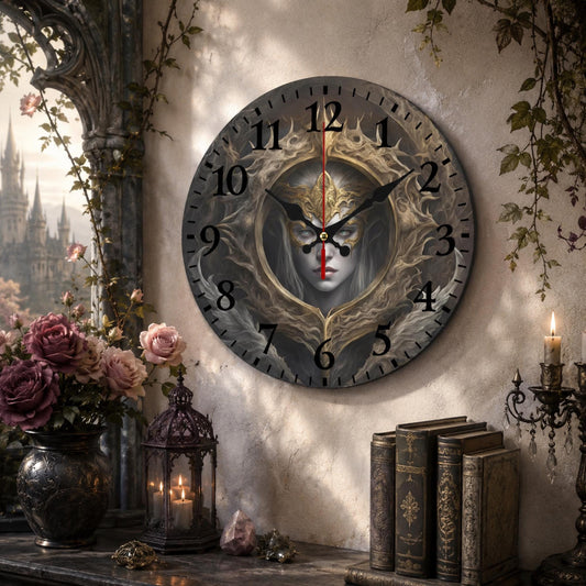 Fantasy Elden Ring Gift Idea for Gamer Boyfriend Wooden Decorative Wall Clock for New Gothic Homeowner Gift Halloween Fall Host Gift Decor