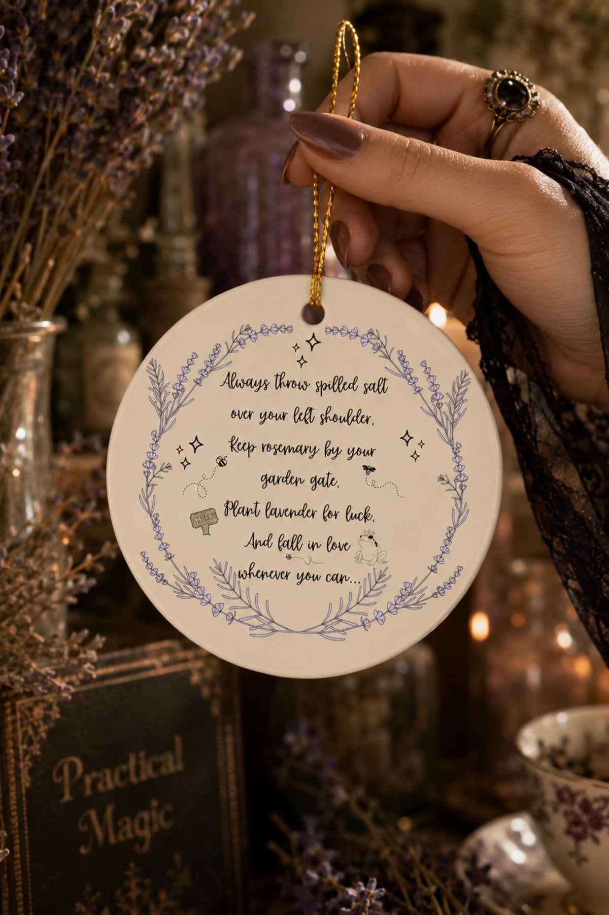 Perfect Gift for Practical Magic Enthusiast Spell Ornament Witchy Gift for the Holidays Witchy Pagan Winter Solstice Gift for Witch Bestie